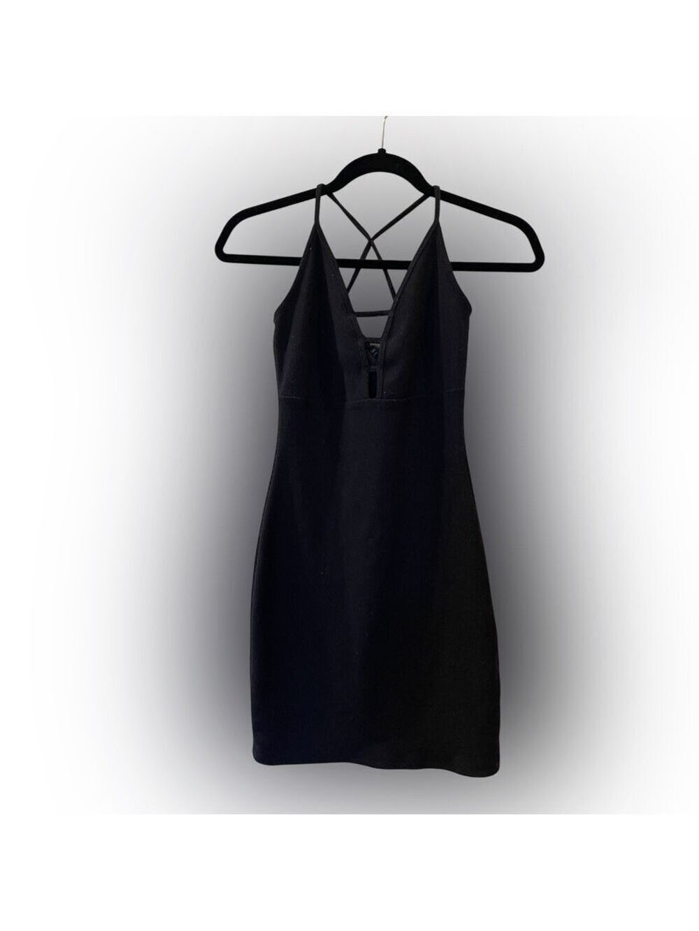 Forever 21 Ribbed Black Mini Dress Bodycon Spaghetti Straps Size: Small